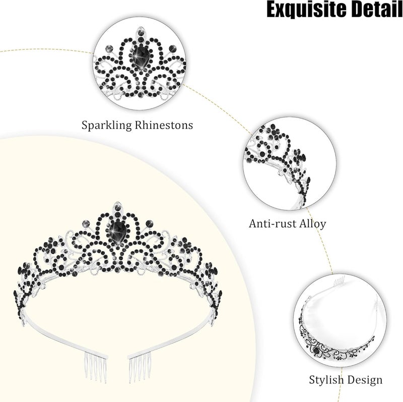 TAROSE Crowns for Women, Queen Crystal Gold Silver Tiaras with White Rhinestone and Combs, Goddess Crown for Wedding Bride Birthday Princess Bridal Shower Hair Accessories for Women - Image 4
